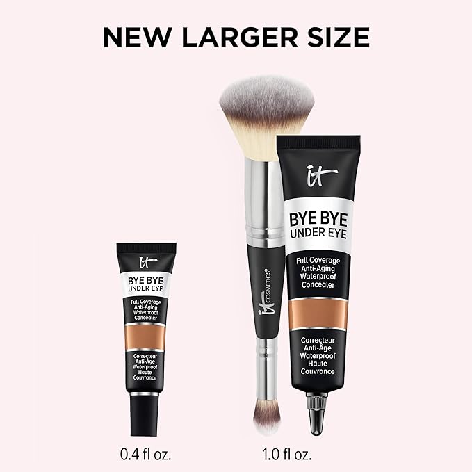 IT Cosmetics Makeup Set - Includes Supersize Bye Bye Under Eye Concealer (40.5 Deep) + Heavenly Luxe Complexion Perfection Concealer Brush (1 fl oz) - with Collagen, Hyaluronic Acid & Antioxidants-VivaGrace Women