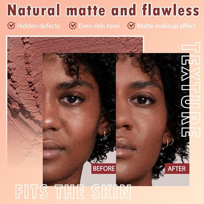 Oil Control Face Pressed Powder, Matte powder setting powder, long-lasting and waterproof loose powder, Flawless Lightweight Face Cosmetics, Cruelty-free, (08, 1 Pcs)-VivaGrace Women