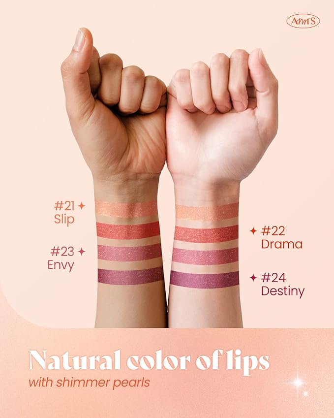 AMTS Tinted Lip Balm - Slip | Hydrating Glitter Lipstick | Pearl Shimmering Daily Lip Makeup for dry, cracked, chapped lips | korean beauty Moisture Lip Tint-VivaGrace Women