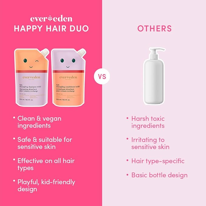 Evereden Kids Shampoo Refill, 16.9 fl oz | Detangling, Clean, Non-Toxic Ingredients | Gentle Kids Haircare-VivaGrace Women