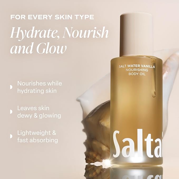 Saltair Body Oil. Luxurious Salt Water Vanilla After Shower and Bath Oil Moisturizer for Women and Men. Botanical, Non-Greasy, and Well-Absorbing Lotion for Hydrating Dry Skin. 4oz Pump Bottle-VivaGrace Women