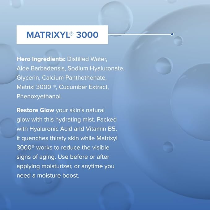 Cosmedica Skincare Restore Glow Peptide Spray Hydrating Mist with Matrixyl 3000, Vitamin B5, Hyaluronic Acid & Cucumber Extract for Radiant Skin – 4 oz-VivaGrace Women