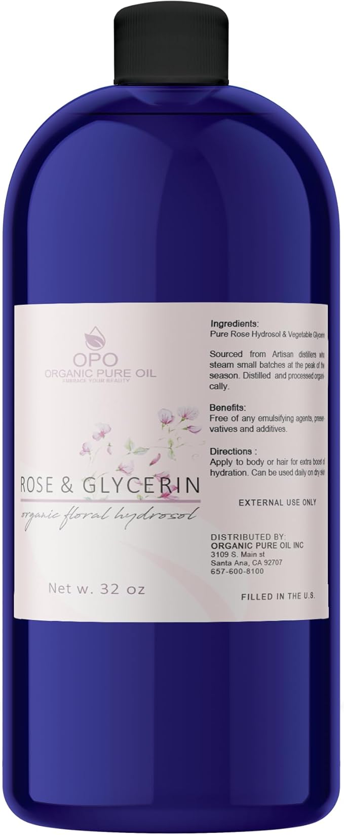 Rosewater Glycerin Mist Toner Bulk Spray Facial Body Floral Cleanser Pure Rose Hydrosol Vegetable Glycerine Moisturizing Cleansing Toning Mix Face Skin Hair Body - Packaging May Vary (32 Ounces)-VivaGrace Women