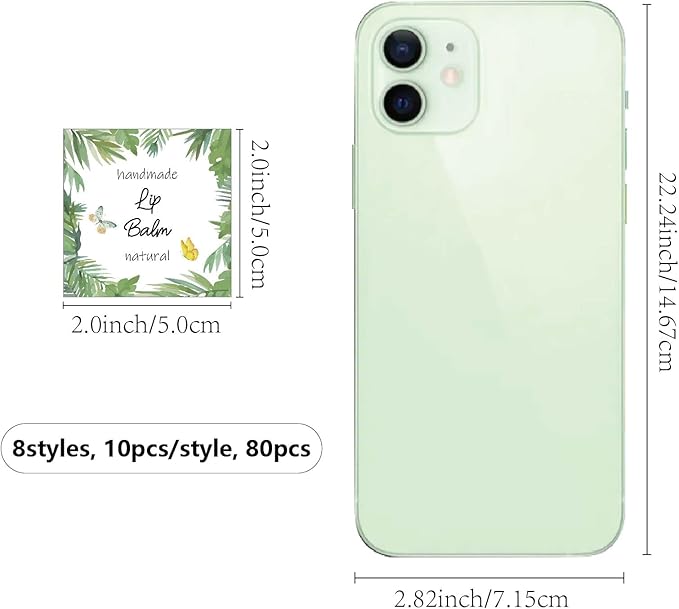 CRASPIRE 80Pcs 8 Styles Lip Balm Sticker Plant Butterfly Self-Adhesive Homemade Lip Balm Labels Vintage Square DIY Plant Label Stickers for Lip Balm Containers Cosmetics Lipsticks-VivaGrace Women