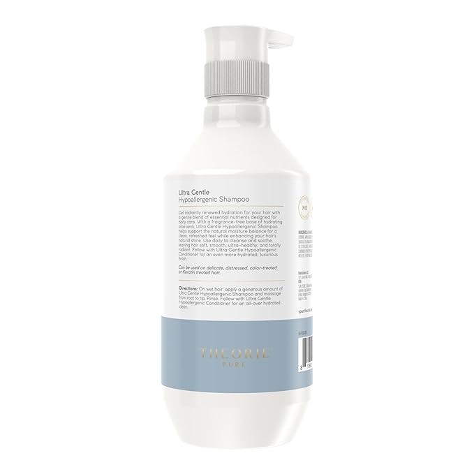 Theorie PURE Ultra Gentle Hypoallergenic Shampoo – Plant-Based & Vegan – Fragrance-Free – Designed for Delicate Scalp Care – Pump Bottle – 400mL-VivaGrace Women