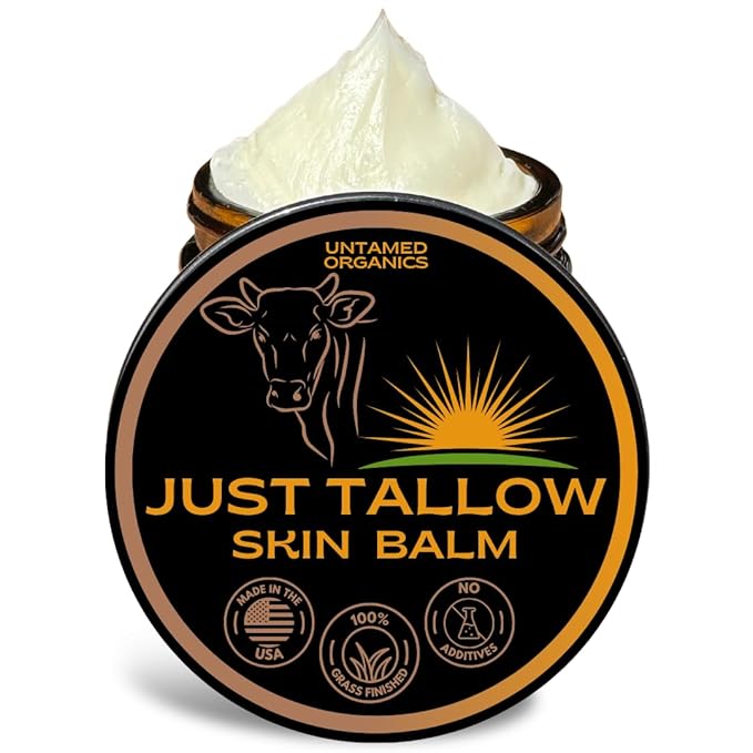 Untamed Organics Just Tallow 100% Grass-Fed Grass-Finished Beef Tallow Balm For Skin Care - Full Body & Face Moisturizer For Sensitive Skin, Eczema - All-Purpose Pure Tallow Cream (Unscented) 2 oz-VivaGrace Women