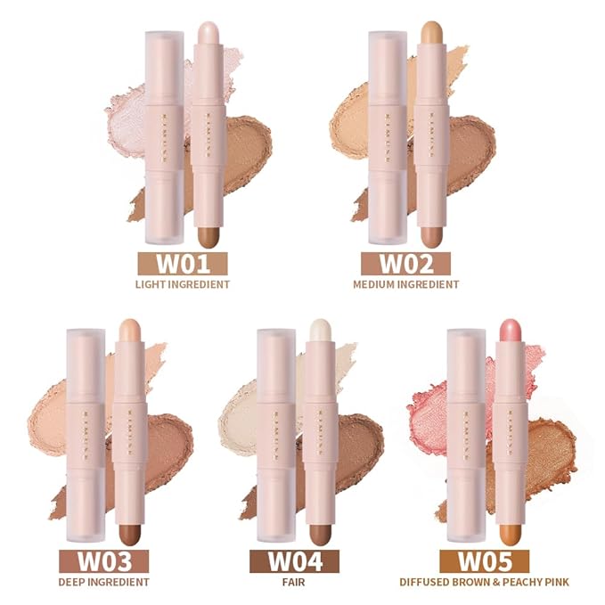 KIMUSE 2Color Dual Cream Contour Stick, Multi Blush & Contour Bronzer Stick, Long Lasting & Waterproof Contour Sticks Kit for Light Skin Face Makeup-VivaGrace Women