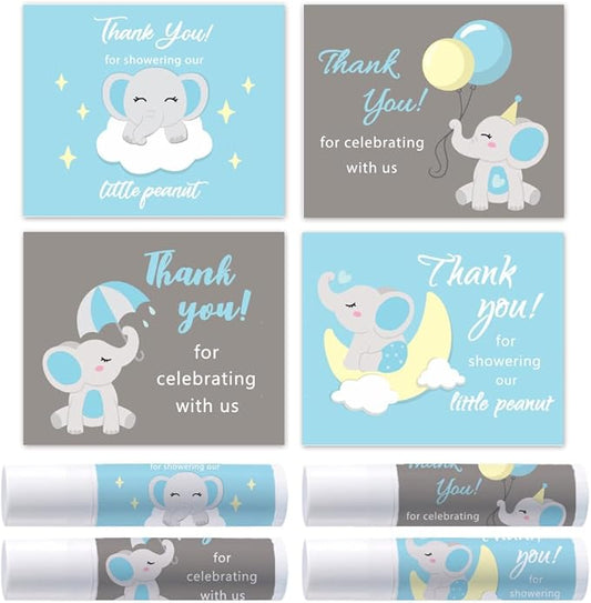 OLYCRAFT 100Pcs 4 Styles Elephant Lip Balm Labels Stickers 2.1x1.7 inch Self-Adhesive Favor Lip Balms Elephant Stickers with Thank You Words for Lipstick Wrapping Decorations Birthday Party Supplies-VivaGrace Women