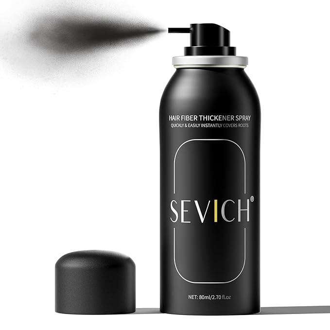 Sevich Hair Fiber Spray - Instant Hair Thickening Powder for Men & Women, Hair Building Fibers for Thinning Hair, Root Touch Up Hair Color, Waterproof, Sweatproof, Natural Look,80ml Black-VivaGrace Women