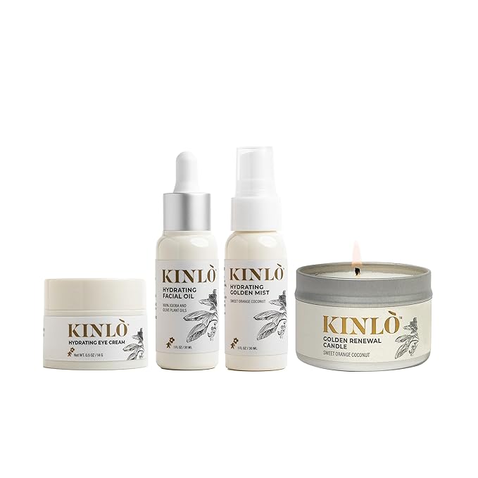 Kinlo Self Care Kit - Facial Oil, Facial Mist, Eye cream, Sweet Orange Coconut Scent Candle | Home SPA Gift Set Mother's Mother's day gift day gift | Black Owned Skincare | Made in USA-VivaGrace Women