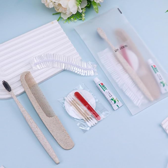 Hygiene Kit, Hygiene Kit Bulk, Travel Hygiene Kit With Toothbrush, Toothpaste, Care Package, Comb, Shower Cap, Individually Packed, Suitable For Hotel, Home, Camping, Travel (50-PACK)-VivaGrace Women