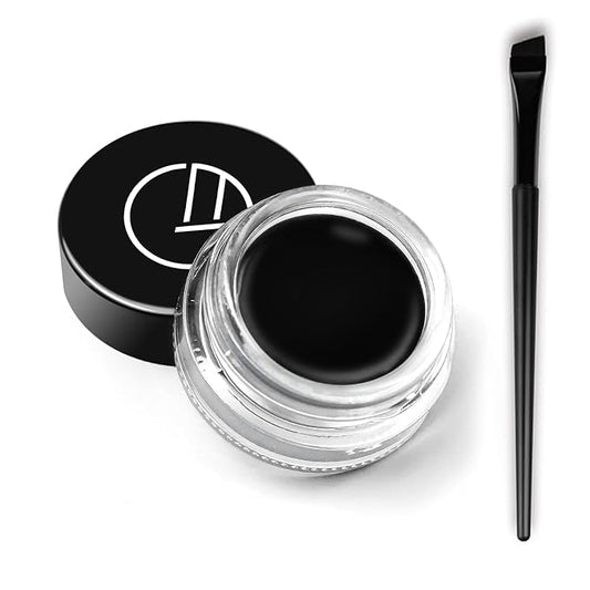 Eyeliner Gel Set,Long Lasting Waterproof Gel Eyeliner With 5.51 IN Long Eyeliner Brush,High-Intensity Pigments Smudge-Proof Eye Liner Makeup Creamy Eyeliner Gel 5G-Black
