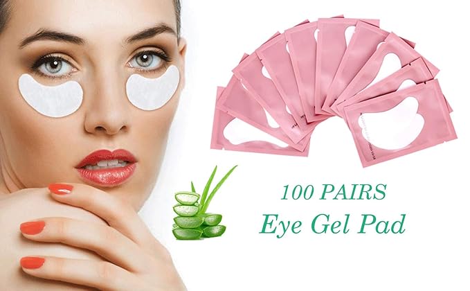100 Pairs Set Under Eye Pads, Comfy and Cool Under Eye Patches Gel Pad for Eyelash Extensions Eye Mask Beauty Tool (Pink)-VivaGrace Women