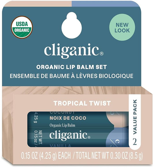 Cliganic Organic Lip Balm 2 Pack - Tropical Twist-VivaGrace Women