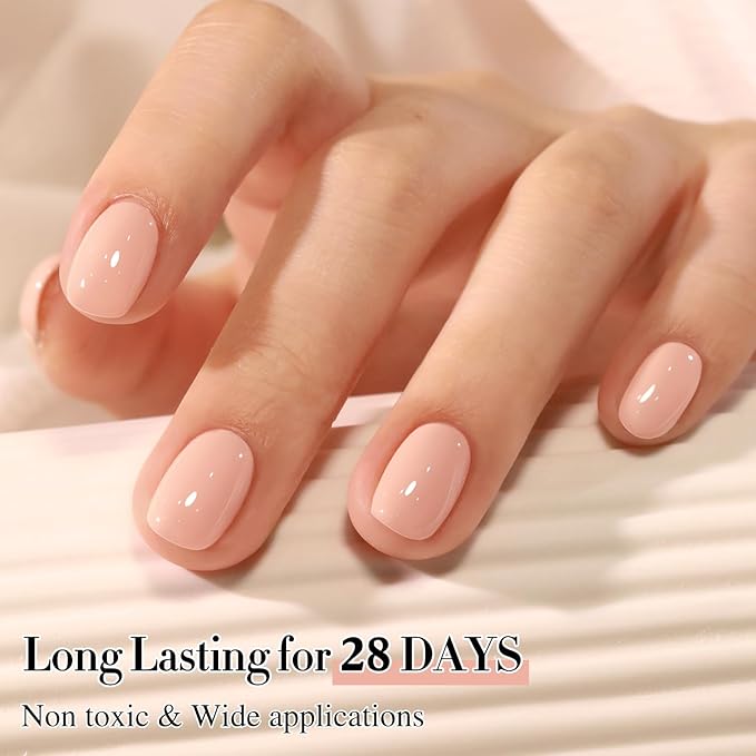 Double Rhythm 0.50 OZ Gel Polish Hema Free Same Color Same Bottle Golden Round Translucent Neutral Natural Milky 15 ML Jelly UV Polish Art DIY at Home (Nude-C1333)