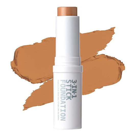 Ruby Kisses Natural Full Coverage 3-In-1 Stick Foundation. Easy to Apply, Hydrating, Lightweight, Long Lasting, Concealer and Contour Stick for Face Makeup (Golden Beige)-VivaGrace Women