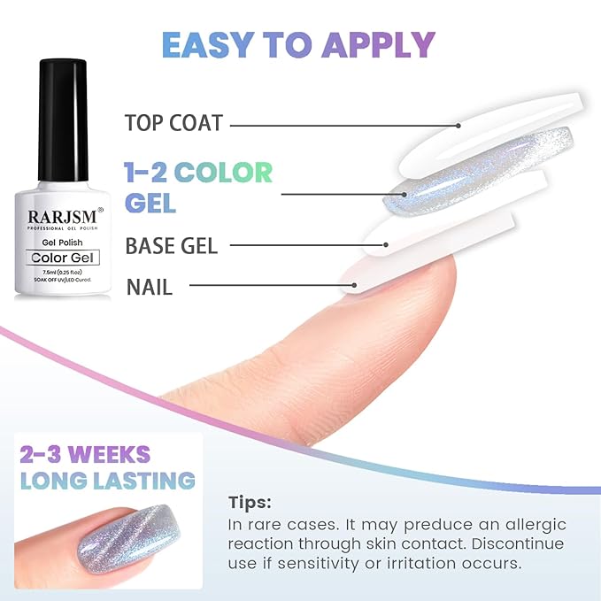 RARJSM Aurora Mermaid Cat Eye Gel Nail Polish Set 6 Colors Velvet Silver Glitter Pink Green Blue Purple Galaxy Star Shimmer Gel Polish with Magnetic Stick UV LED Curing Requires Soak Off Home Salon-VivaGrace Women