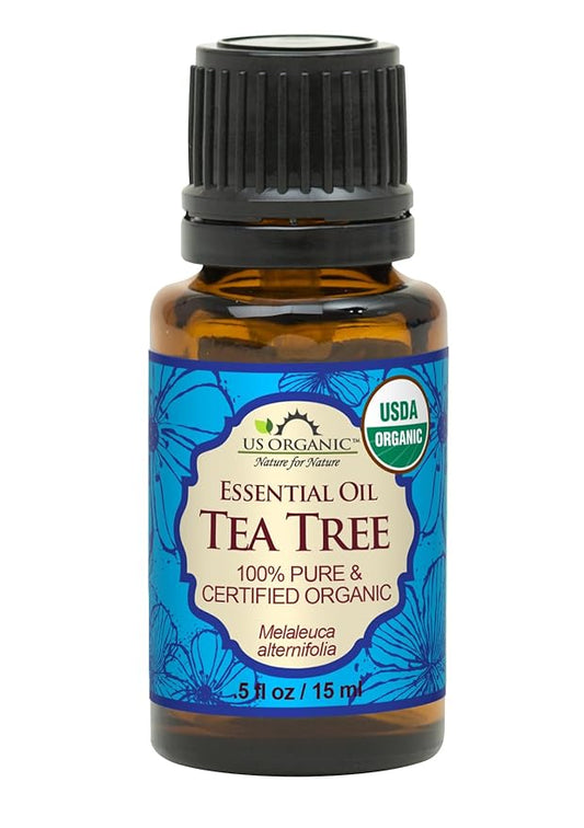 US Organic 100% Pure Tea Tree Essential Oil, Steam Distilled, USDA Certified Organic, for Hair, Skin, Scalp, Foot, Toenails, and More. Sourced from South Africa, Undiluted, Non-GMO (15 ml)-VivaGrace Women