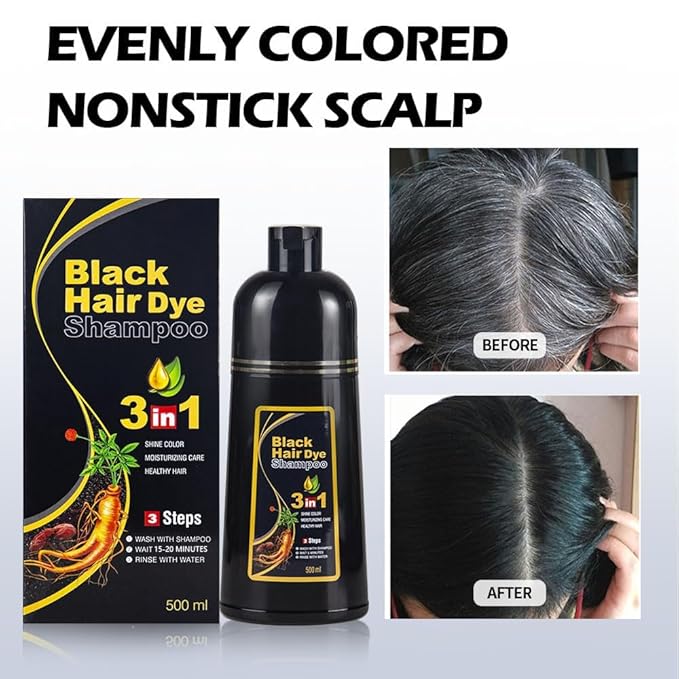 Black Hair Dye Shampoo 3 in 1 for Women/Men for Gray Coverage Instant Hair Color Shampoo Semi Permanent Champu Para Cana-VivaGrace Women