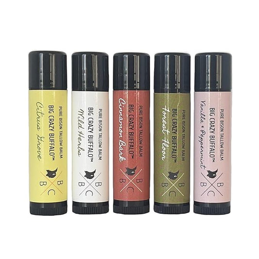 Pure Bison Tallow Lip Balm Set (5 pack) - Moisturizing, Non-Habit Forming, Soothes Chapped Lips, Hydrating-VivaGrace Women
