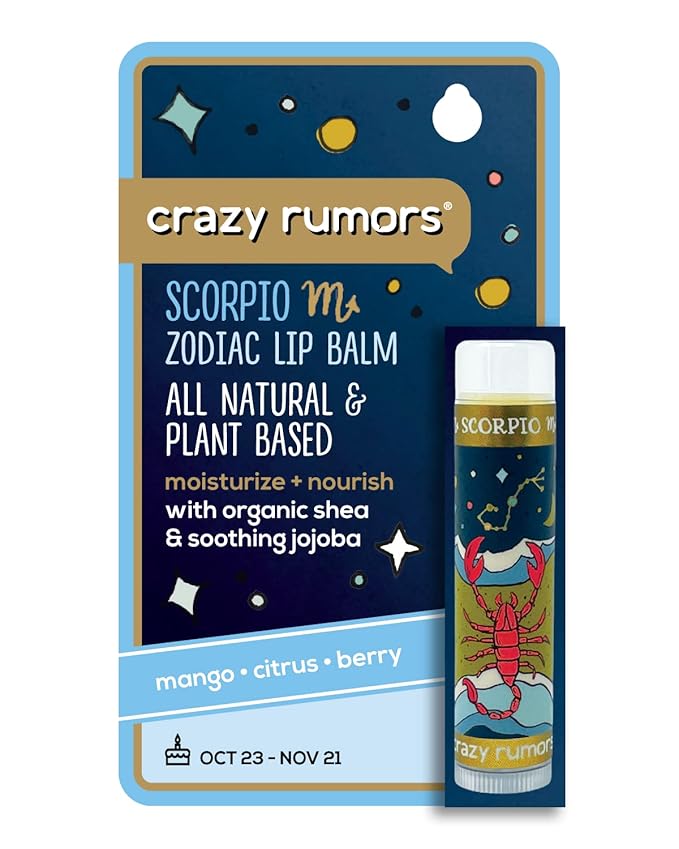 Crazy Rumors Scorpio Zodiac All Natural, Plant Based Lip Balm to Moisturize and Nourish your Lips - Water Blend-VivaGrace Women