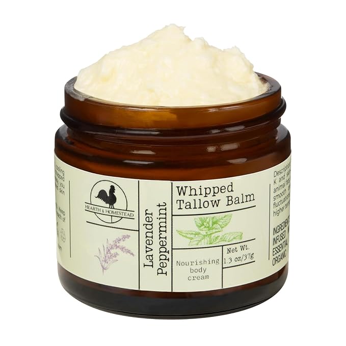 Handmade Whipped Tallow Balm (Lavender Peppermint): Organic Body Butter with Infused Olive Oil- 1.3 oz-VivaGrace Women