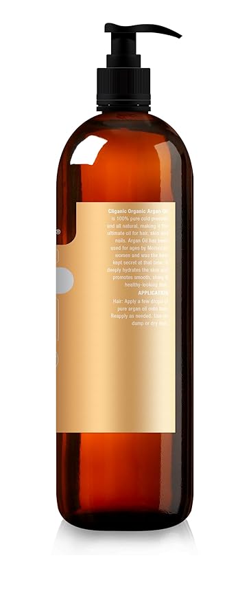 Cliganic Organic Argan Oil for Hair, Face & Skin (Bulk, 32oz with Pump) - 100% Pure, Cold Pressed-VivaGrace Women
