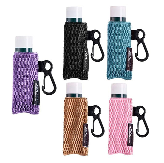WK IEASON Lip Balm Holder Keychain 5pcs Black Clip on Chapstick Lipstick Keychain Sleeves Holder Pouch Tight-Knit Elastic Lip balm Holder-VivaGrace Women