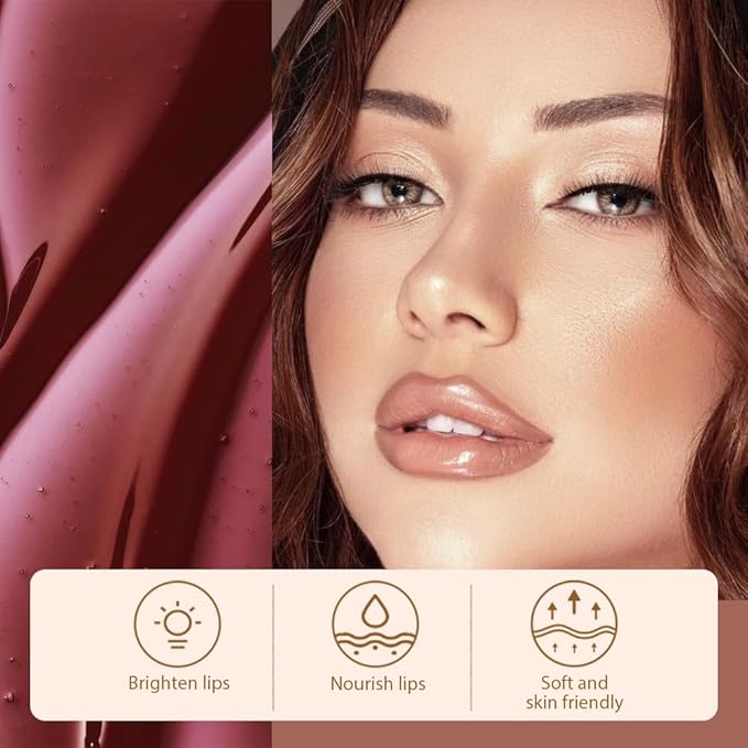 Matte Liquid Lip Stain Peel Off Lip Liner Tattoo - Brown, Waterproof Smudge-Proof Lip Gloss, Long-Lasting Non-Stick Cup Formula, Natural Peel Off Design for All Skin Types #02-VivaGrace Women