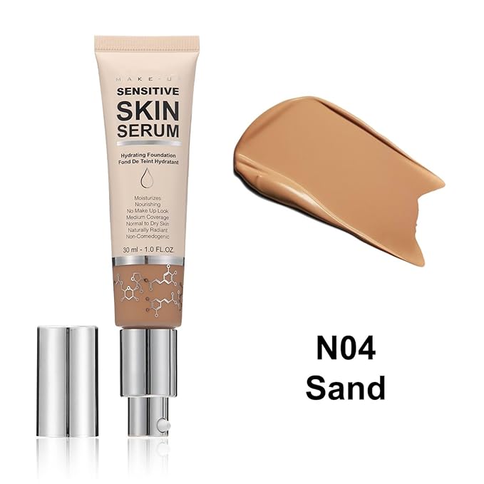 MAEPEOR Hydrating Foundation 6 Colors Full Coverage Liquid Foundation Naturally Mattle Oil-Control Foundation for All Skin Tone (04 Sand)-VivaGrace Women