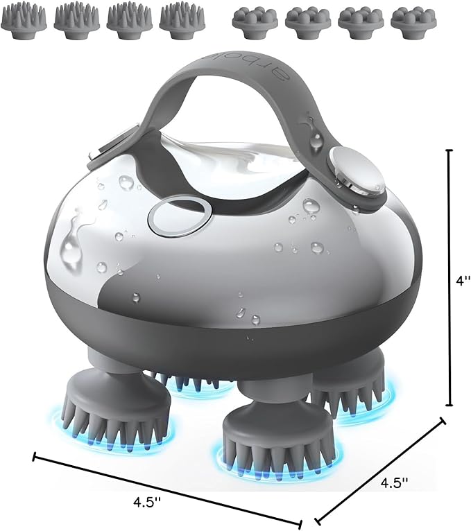 arboleaf Scalp Massager Rechargeable Head Massager Scalp Stress Relax, Waterproof Handheld Hair Scratcher with 8 Removable Massage Claws, Gift for Dad Mom-VivaGrace Women