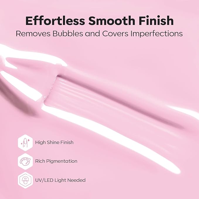 modelones Builder Nail Gel, 8-in-One Baby Pink Builder, Pastel Pink Rubber Base Gel Polish, LED Lamp Cured Color Base Hardener Apex Building Strengthener Extension for DIY Salon Girls Home-VivaGrace Women