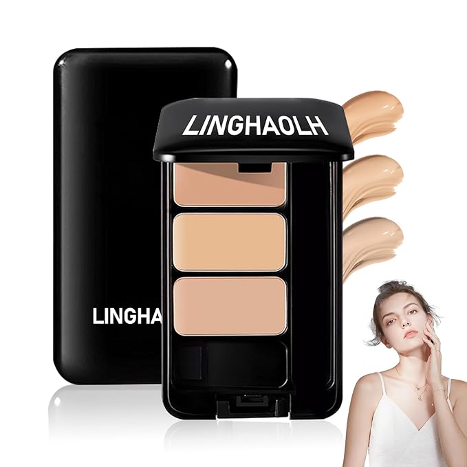 3 Colors Corrector Palette,Full Coverage Cream Concealer Liquid Foundation with Brush,Waterproof Color Correcting Concealer Long Lasting Foundation Contour Makeup Palette for Women-VivaGrace Women