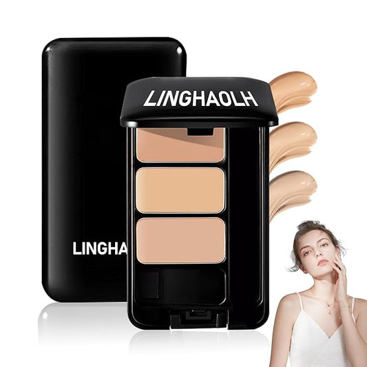3 Colors Corrector Palette,Full Coverage Cream Concealer Liquid Foundation with Brush,Waterproof Color Correcting Concealer Long Lasting Foundation Contour Makeup Palette for Women-VivaGrace Women
