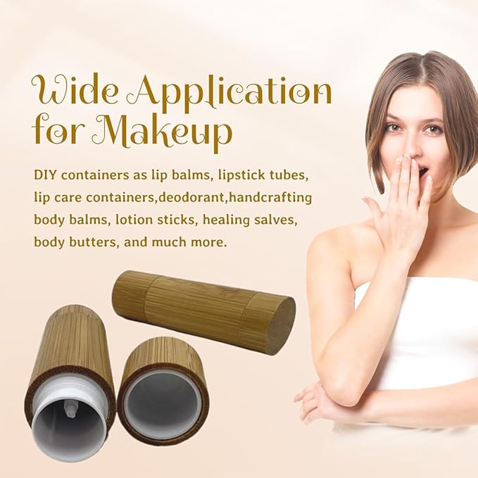 Bamboo Empty Lip Balm Containers 5.5g 6 Pack,Refillable DIY Lip Balm Tube Containers with Clear PP Plastic Inner,Lip Gloss Tubes Chapstick Holder for DIY Cosmetic Samples Deodorant-VivaGrace Women