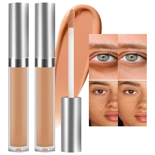 Kaely 2Pcs Hydrating Concealer Wand,Full Coverage Liquid under Eye Concealer,Long Lasting Waterproof Primer Makeup for Dark Circles and Puffiness Trouble Spots Redness,Eye Ring corrector de ojeras 05-VivaGrace Women