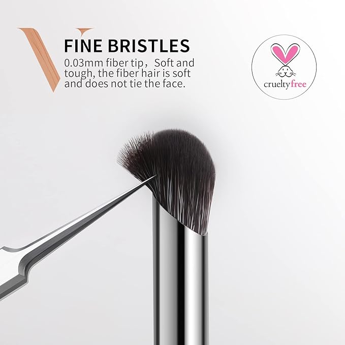 DUcare Nose Contour Brush, Angled Concealer Brush Under Eye, Small Under Eye Makeup Brush for Dark Circles Puffiness Puffy Face Eyebrow Eyes (V02 Mini Contour Brush)-VivaGrace Women