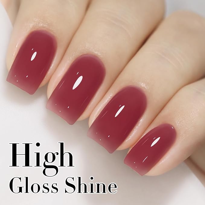Double Rhythm 0.5Oz Gel Polish Translucent Sheer Neutral Natural Light Milky Same Color Same Bottle 15ML Jelly Gel Polish Art DIY at Home (Brown Purple-A1375)-VivaGrace Women