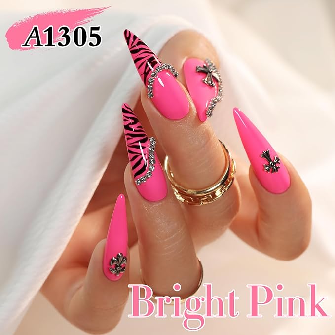 Double Rhythm 0.50 OZ Gel Polish Hema Free Same Color Same Bottle Golden Round Translucent Neutral Natural Milky 15 ML Jelly UV Polish Art DIY at Home (Bright Pink-C1040)