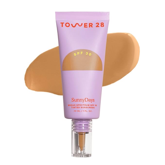 Tower 28 Beauty SunnyDays SPF 30 Tinted Mineral Sunscreen - For Sensitive Skin - 2-in-1 Facial Broad Spectrum UVA/UVB Protection + Foundation – Shade 30 PCH, 1 Fl Oz-VivaGrace Women