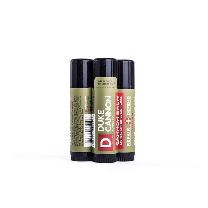 Duke Cannon Supply Co. - Tactical Lip Protectant Balm, Fresh Mint (3 Pack of 0.56 oz) Superior Performance Lip Protection Balm for Hard Working Men - Fresh Mint-VivaGrace Women