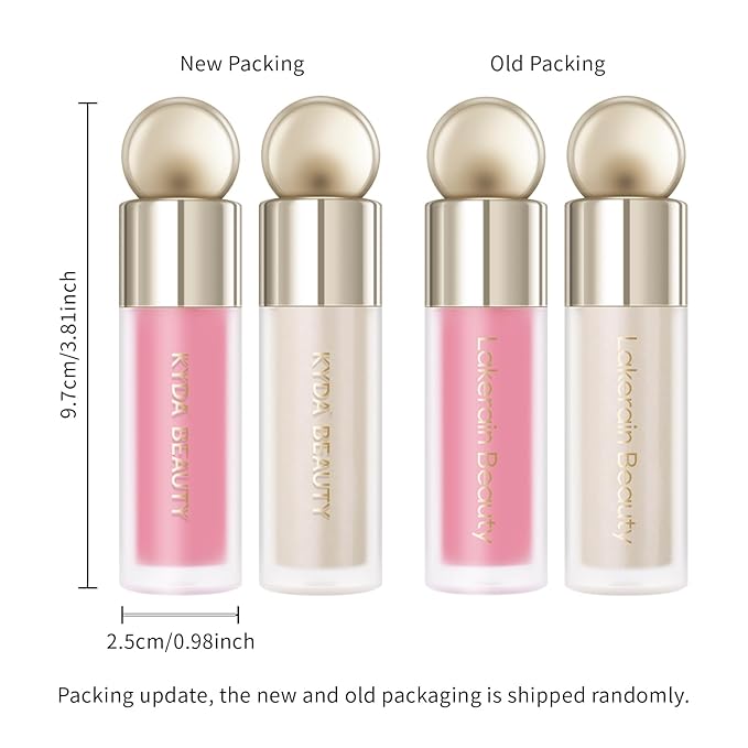 KYDA 2 Colors Liquid Blush and Highlighter, Natural Matte Face Blush High Glossy Liquid Illuminator, Silky Lightweight Blendable, Cool Pink & Champagne-VivaGrace Women