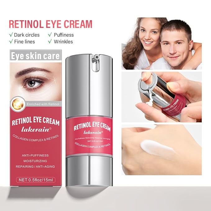 Retinol Eye Retinol Eye Cream for Dark Circles and Puffiness,Anti Aging Eye Cream with Collagen and Hyaluronic Acid,Smoothes Fine Lines,Firms and Lifts Eye Skin,Deeply Moisturizing-VivaGrace Women