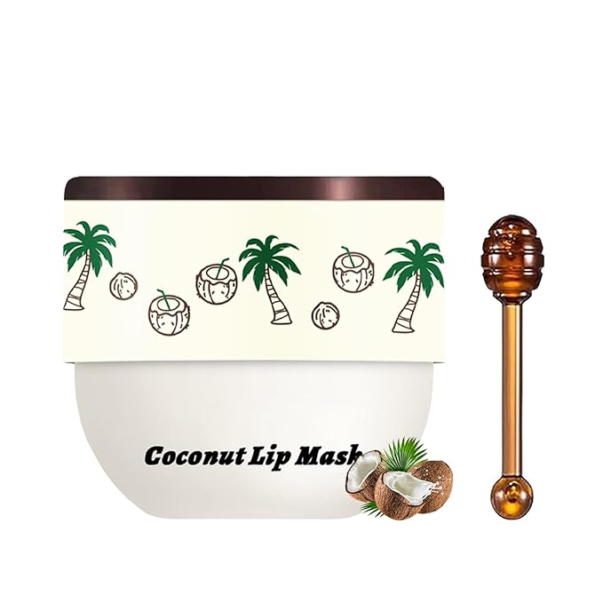 1 PCS Bee Lip Balm Lip Mask Honey Pot, Coconut Moisturizing Sleeping Lip Mask Overnight with Sticks, Lip Balm Honey Pot Lip Balm Hydrating Prevention Dry and Crack Lip Scrubs Exfoliator-VivaGrace Women