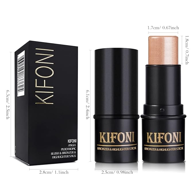 2 Pcs Cream Contour Stick Makeup Kit, Cream Highlighter Stick & Contour Bronzer Stick for Cheeks, Lightweight Blendable Smooth -Highlighter (#03 Champagne Gold #06 Silver)-VivaGrace Women