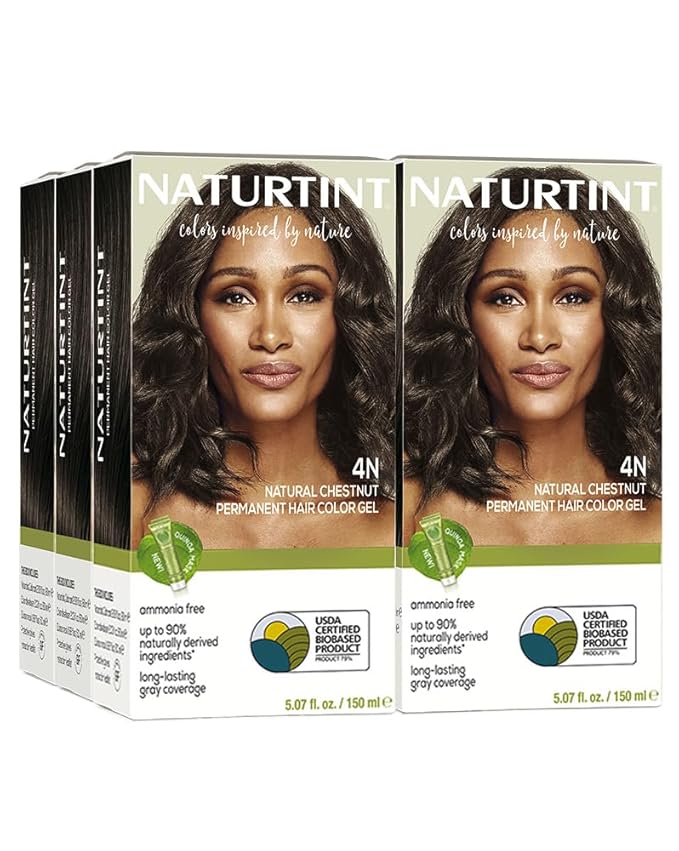 Naturtint 4N Natural Chestnut Permanent Hair Color (Pack of 6), Ammonia Free, Vegan, Cruelty Free, up to 100% Gray Coverage, Long Lasting Results (Packaging may vary)-VivaGrace Women