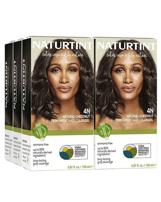 Naturtint 4N Natural Chestnut Permanent Hair Color (Pack of 6), Ammonia Free, Vegan, Cruelty Free, up to 100% Gray Coverage, Long Lasting Results (Packaging may vary)-VivaGrace Women