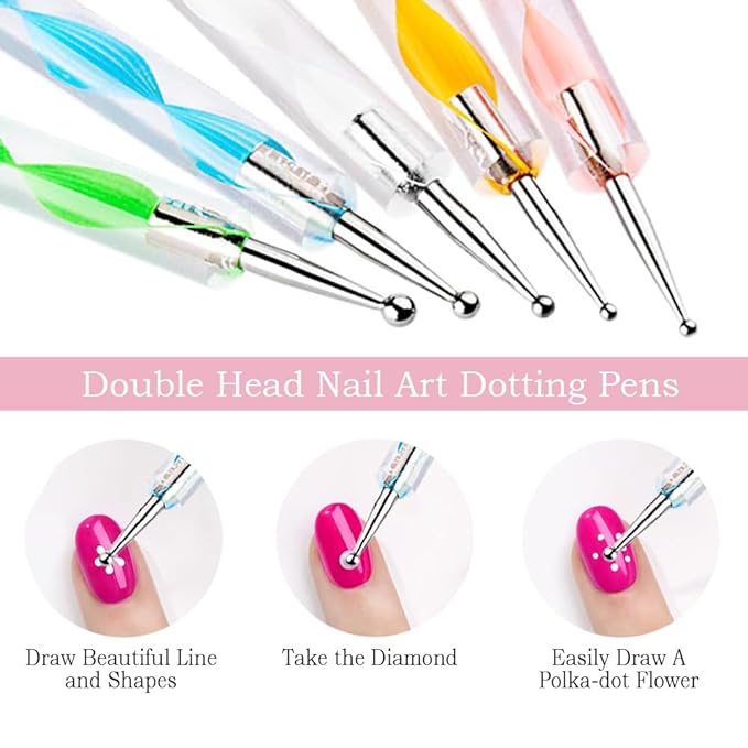 Nail Art Tools 27Pcs Set,Nail Art Brush,Resin Nail Art Palette,5 Pcs Nail Art Pens Liner Brush,2-way Acrylic Silicone Engraving Pen Dotting Pen Tools Nail Art Kit for Nail Art DIY-VivaGrace Women