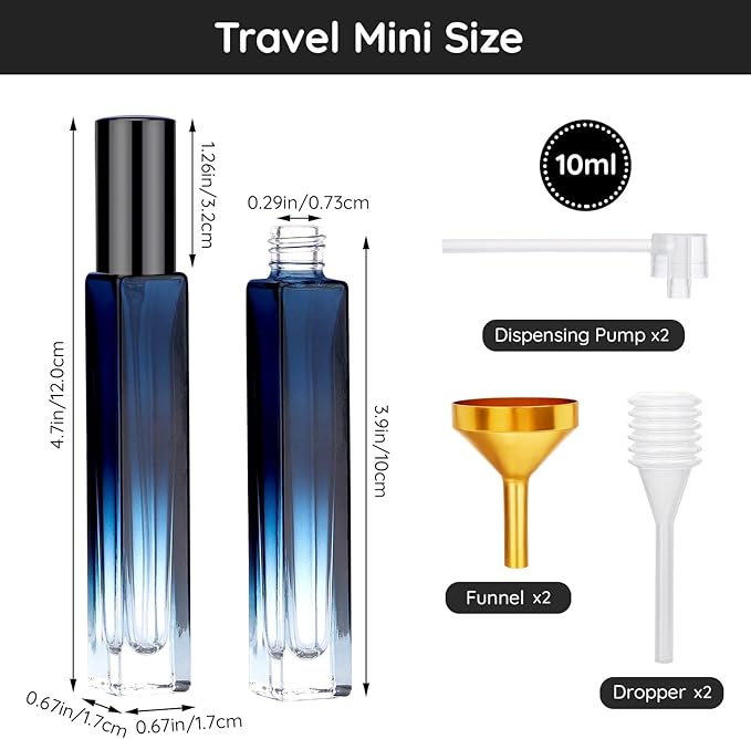 Segbeauty 10 Packs Perfume Bottles Empty, 10ml Refillable Portable Cologne Sprayer, 0.34oz Glass Spray Bottles for Dispensing Perfume, Mini Travel Size Perfume Atomizer Sample Container for Frangrance-VivaGrace Women