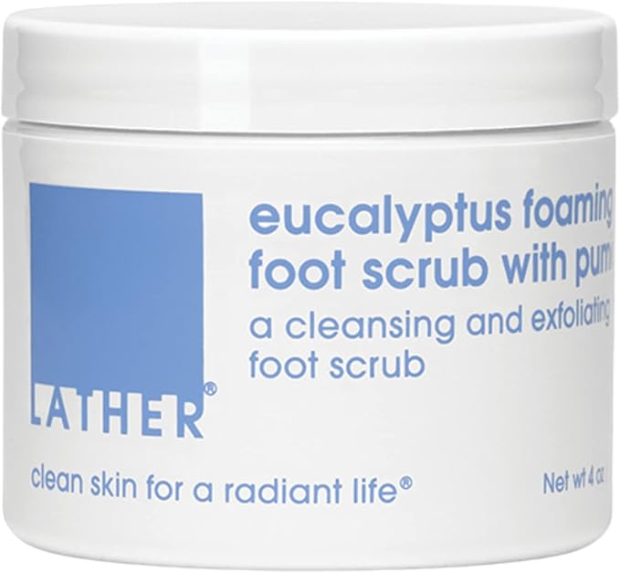 LATHER Foot Scrub with Pumice Stone - Gentle Exfoliating Foaming Foot Scrub for Skin - Cracked Heel Repair for Smooth, Soft Feet - Pedicure Foot Spa | 4 Oz-VivaGrace Women
